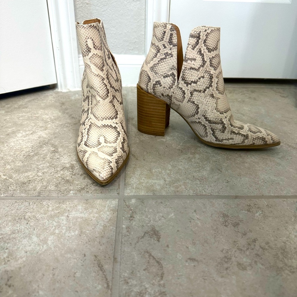 Snakeskin booties
